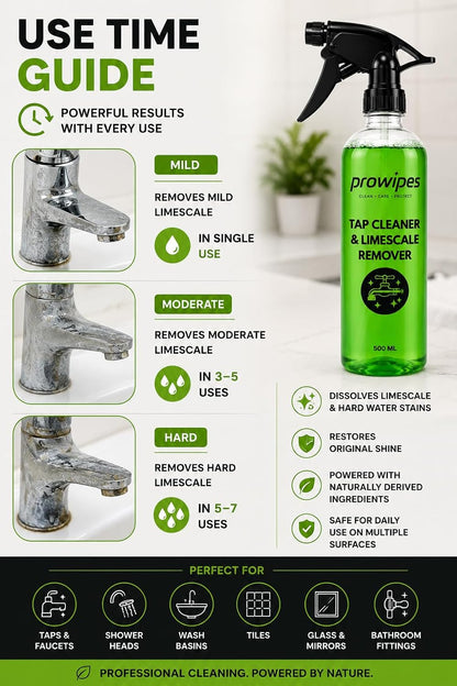 PROWIPES Kitchen Cleaner + Tap Cleaner & Limescale Remover Combo Pack (500ml + 500ml)