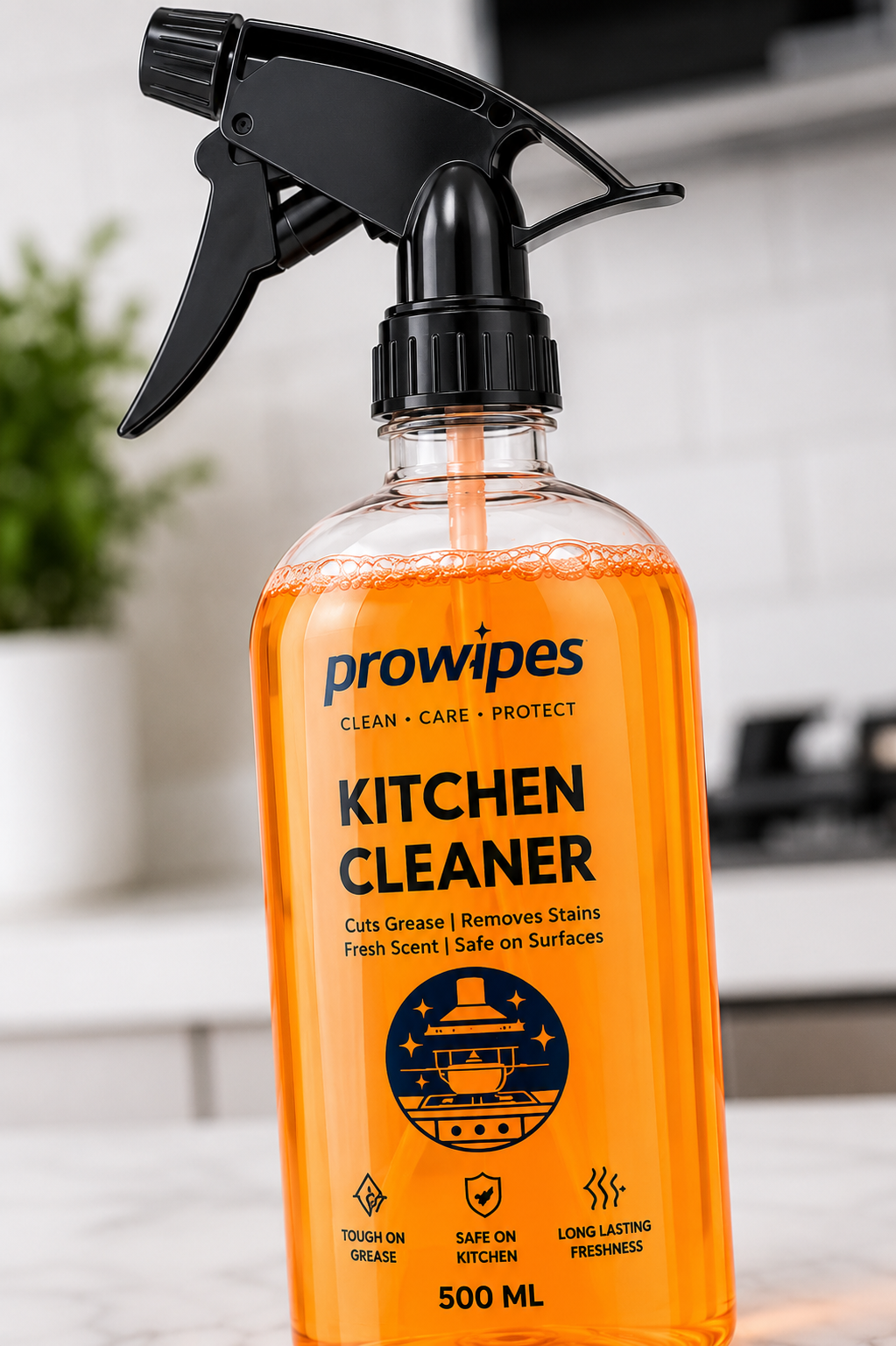 PROWIPES Kitchen Cleaner Spray|Powerful Grease & Stain Remover|Safe on Kitchen Surfaces|Fresh Fragrance|500ml|Pack of 2
