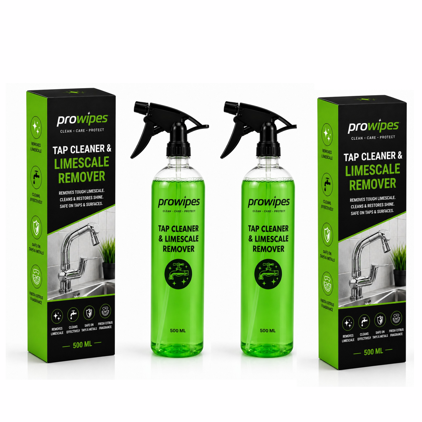 Prowipes Tap Cleaner & Limescale Remover – Pack of 2 (500 ml Each)